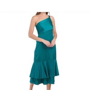 Taylor Turquoise One-Shoulder Dress